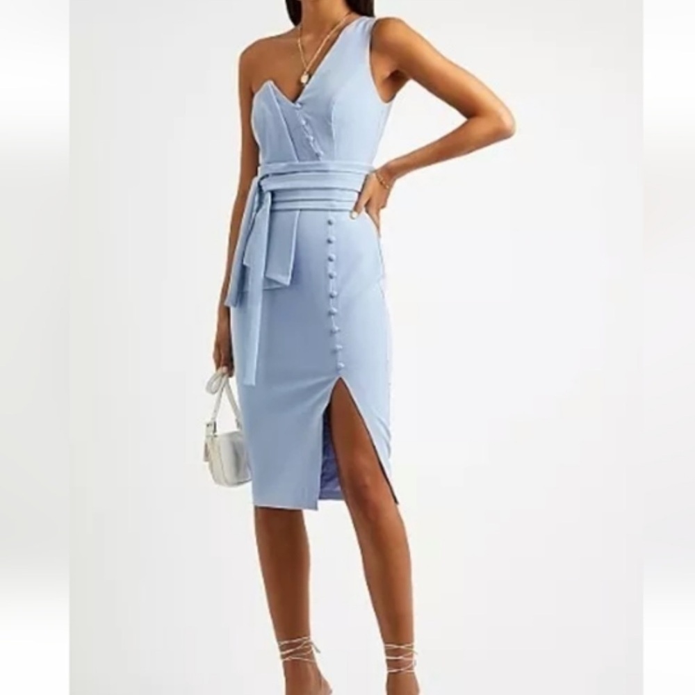 NWT $170 Lavish Alice Origami One Shoulder Sheath Dress with Slit